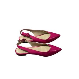 Marc Fisher Women 6M Hot Pink Patent Slingback Pointed Toe Flat Shoes Chic